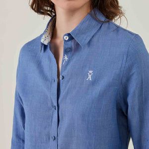 Chemise CAMILLIA 100 % Lin Uni-Bleu-Vicomte A