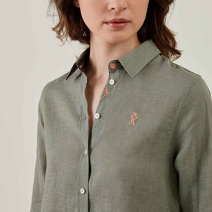 Camilla 100% Linen Shirt - Khaki - Viscount A