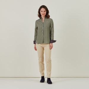 Camilla 100% Linen Shirt - Khaki - Viscount A