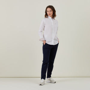 CAROL Oxford Shirt 100% Cotton Plain - White - Vicomte A