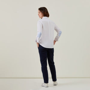 CAROL Oxford Shirt 100% Cotton Plain - White - Vicomte A