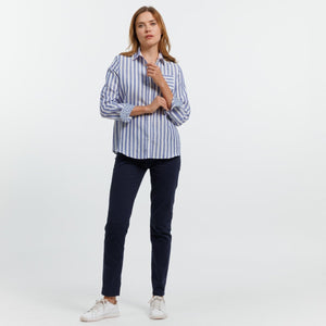 Wide Striped Linen Cassandra Shirt - Blue - Viscount A