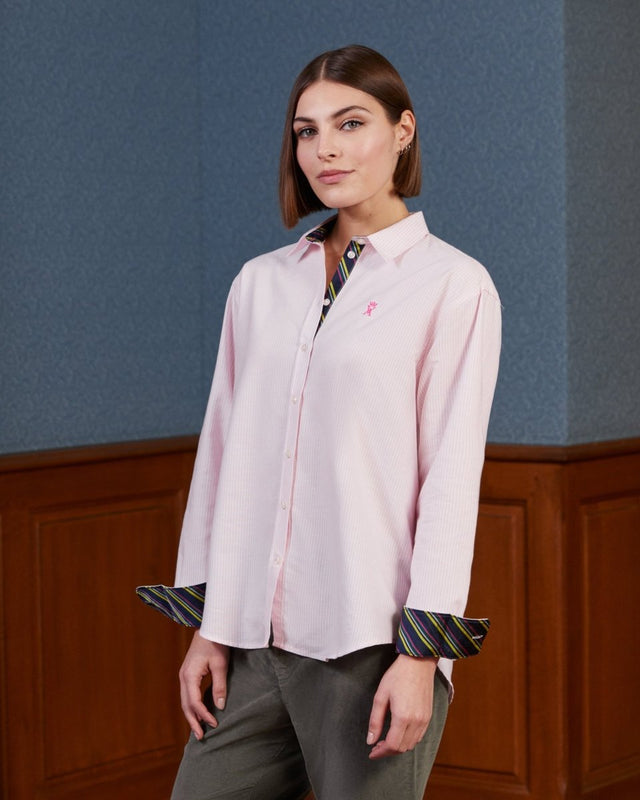 CELENA regular cotton shirt-Rose - Image principale