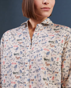 Celestine Toile de Jouy Printed Cotton Shirt - Beige - Viscount A