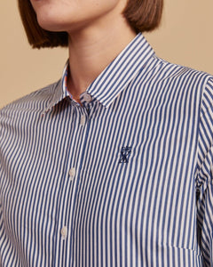 Chemise CELINE slim à rayures en 100% coton - Bleu - Vicomte A