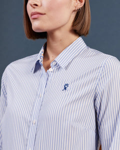 CELINE slim striped shirt in 100% cotton - Sky blue - Vicomte A