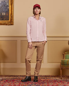 CELINE slim striped shirt in 100% cotton - Pink - Vicomte A