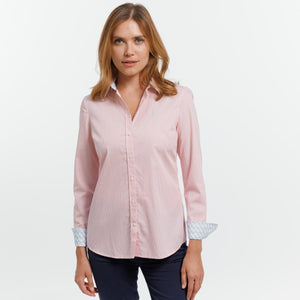 CELINE Slim striped shirt in 100% Cotton - Pink - Vicomte A
