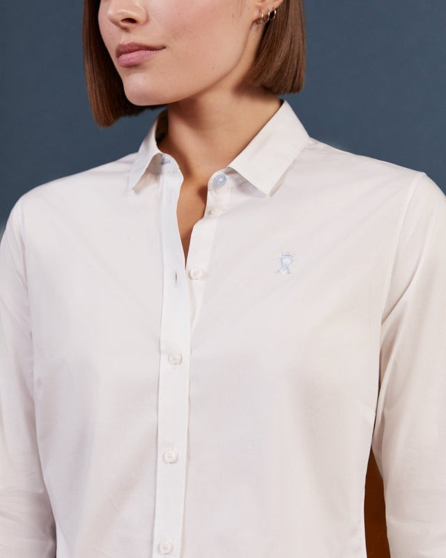 CELINE slim shirt in plain cotton - White - Image alternative