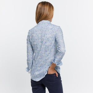 CELINE Slim Seasonal Print Shirt in 100% Cotton - Light Blue - Vicomte A