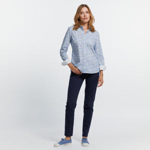 CELINE Slim Seasonal Print Shirt in 100% Cotton - Light Blue - Vicomte A