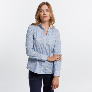 CELINE Slim Seasonal Print Shirt in 100% Cotton - Light Blue - Vicomte A