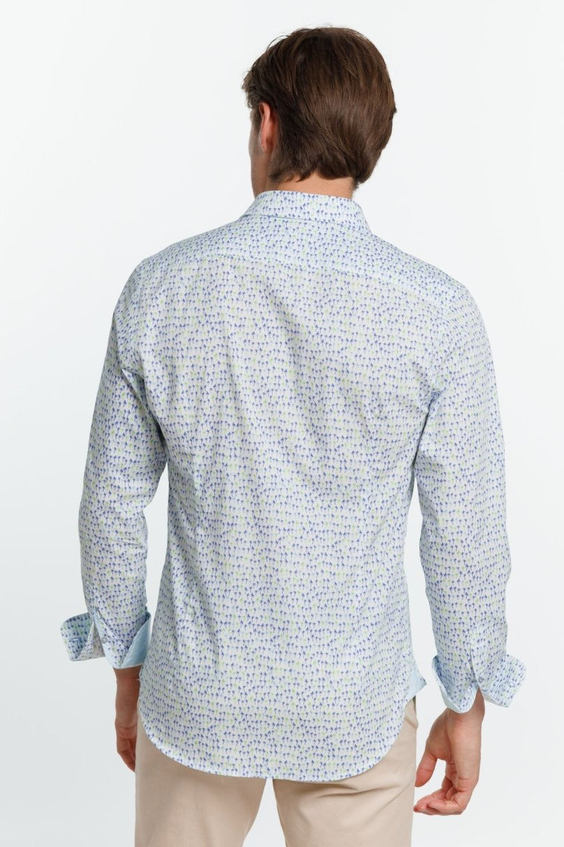 Chemise CHARLES en Coton à Imprimé Palmiers - Blanc - Vicomte A