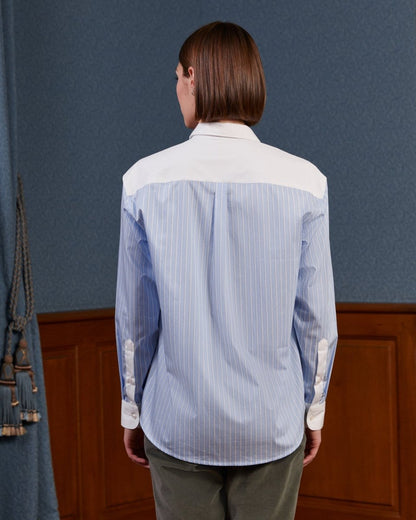 Chemise CHRISTIE en coton bicolore - Bleu - Vicomte A