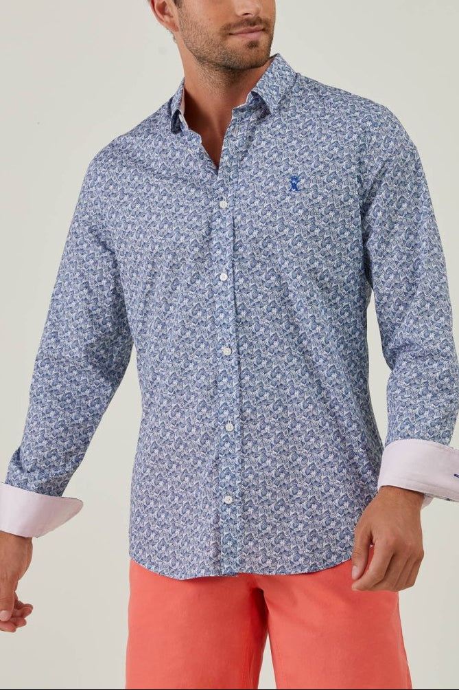 Chemise CIRIL Slim en Coton à imprimé Coquillage - Blanc - Vicomte A