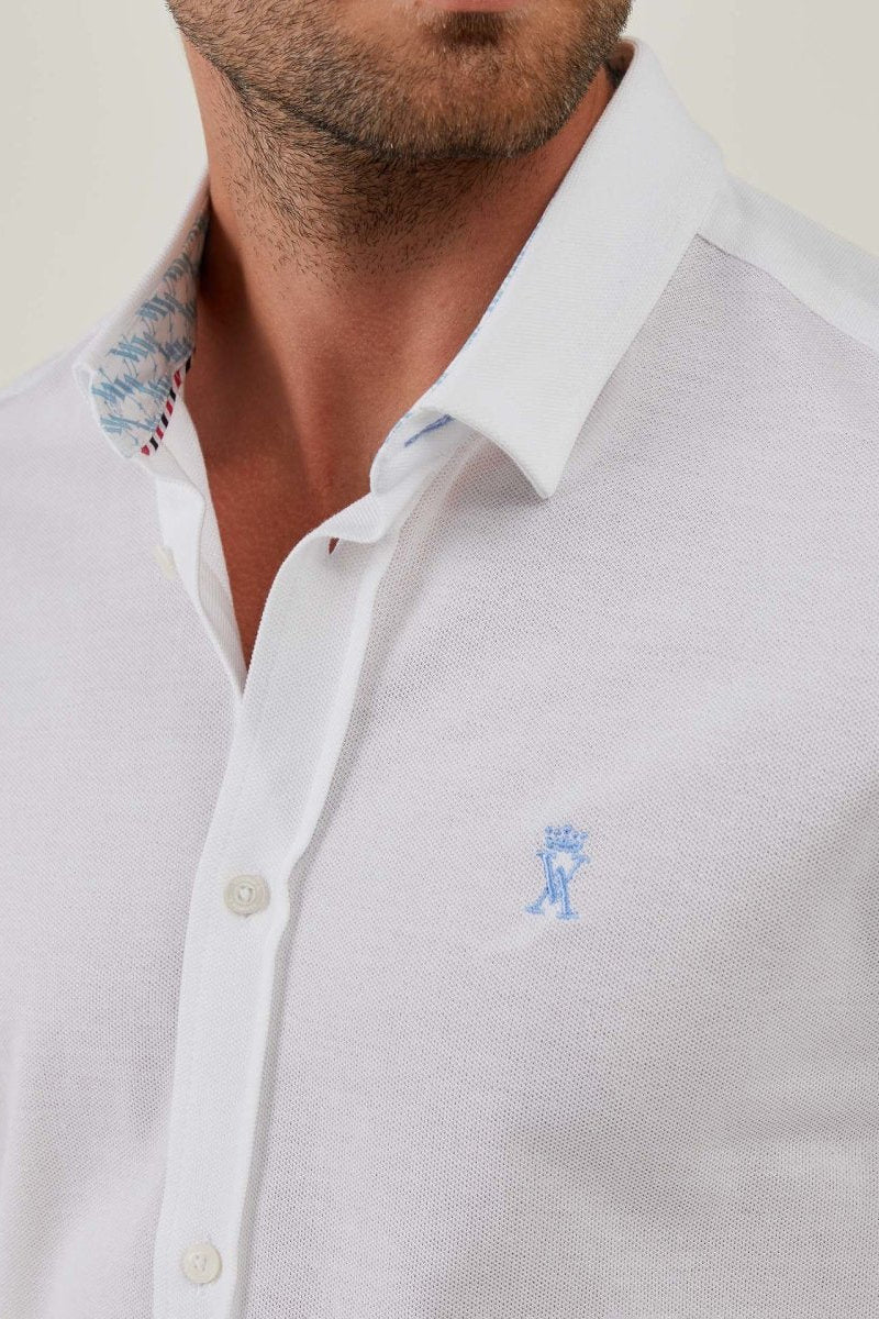 Chemise CIRIL Slim en Coton piqué - Blanc - Vicomte A