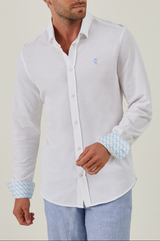 Chemise CIRIL Slim en Coton piqué - Blanc - Vicomte A