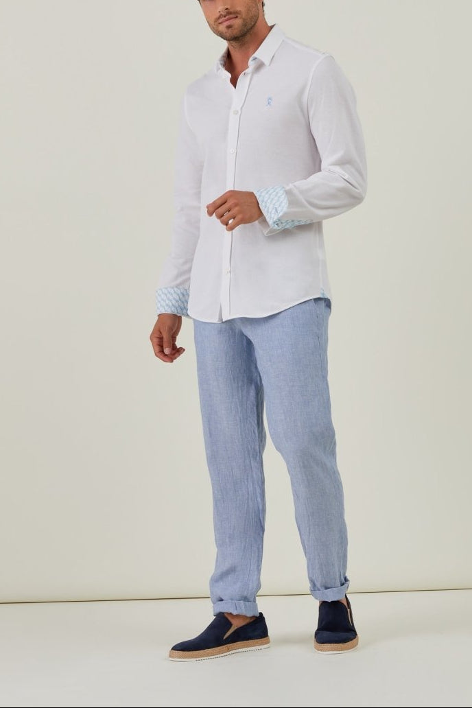 Chemise CIRIL Slim en Coton piqué - Blanc - Vicomte A