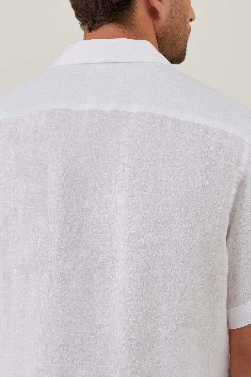 Chemise CLAUDE Manches courtes en Lin Uni - Blanc - Vicomte A