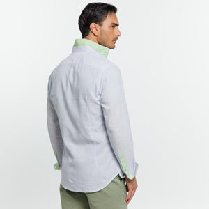 CLAY shirt in striped cotton linen - Light blue - Vicomte A