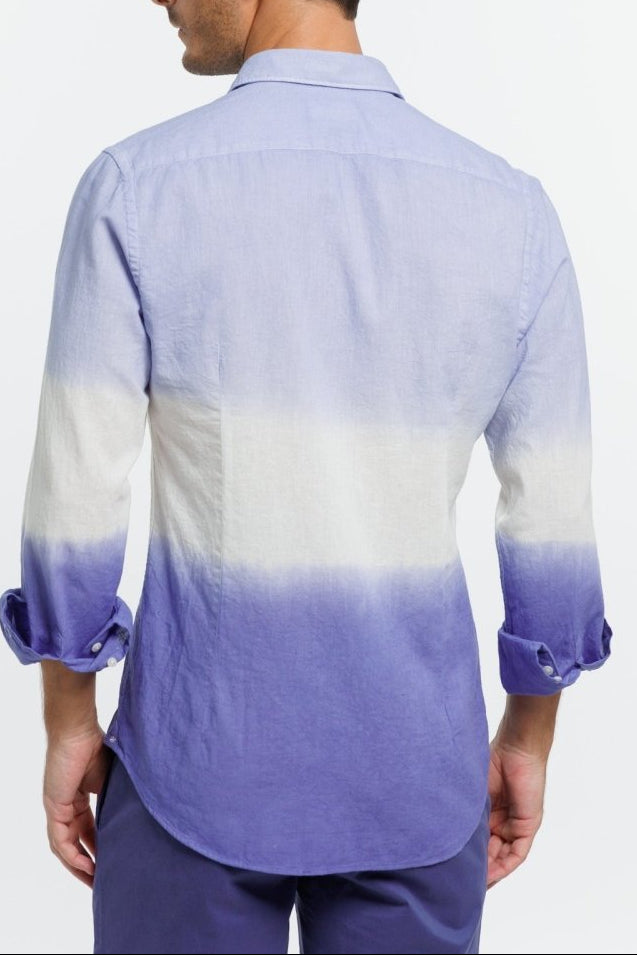 Chemise CLAY Unisexe en Dip Dye - Bleu & Blanc - Image principale