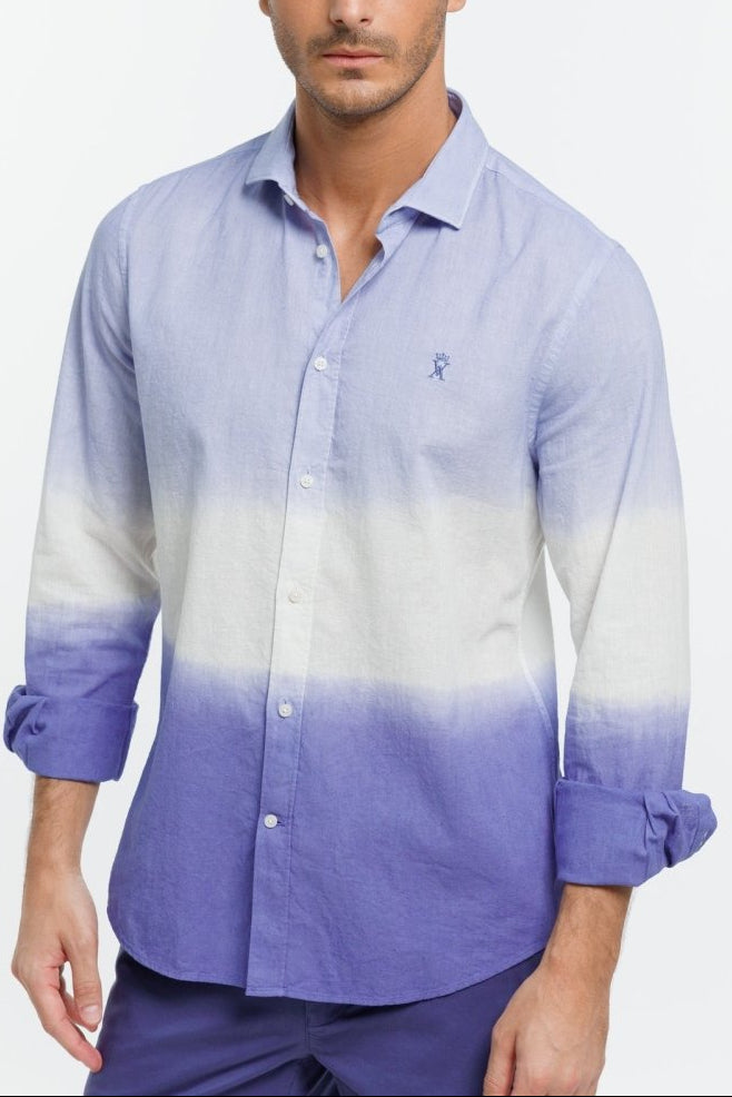 Chemise CLAY Unisexe en Dip Dye - Bleu & Blanc - Vicomte A