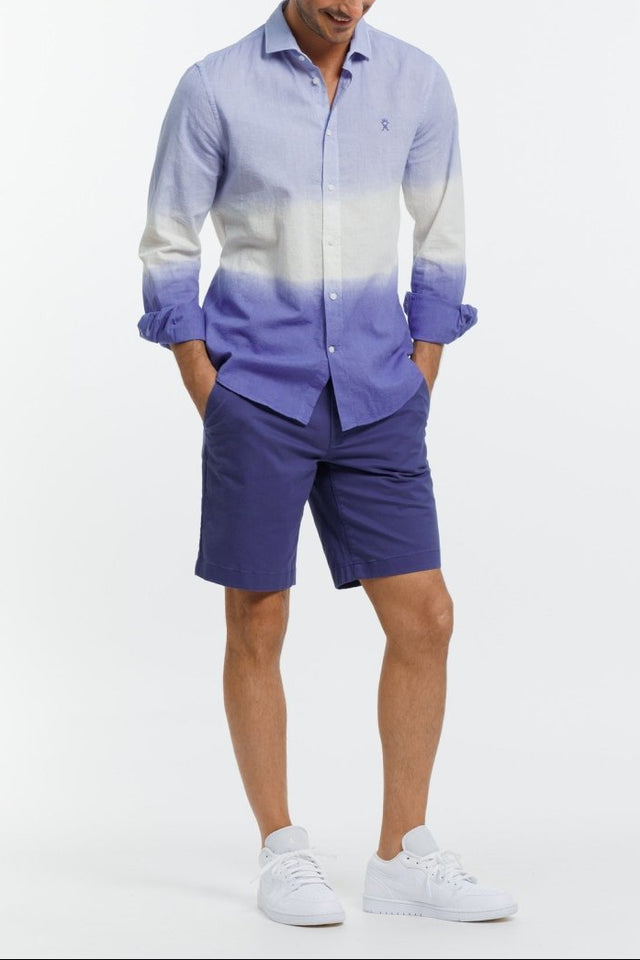 Chemise CLAY Unisexe en Dip Dye - Bleu & Blanc - Image principale