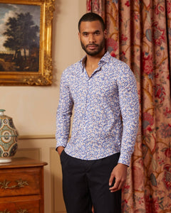 Clovis Slim Fit 100% Cotton Printed Shirt - Ivory White - Viscount A