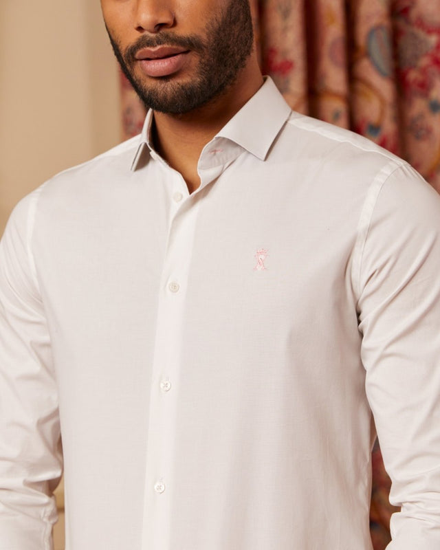 CLOVIS slim shirt in stretch poplin - White - Image alternative