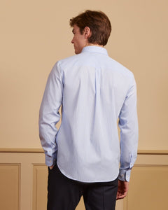 CONRAD regular shirt 100% cotton with micro stripes - Sky blue - Vicomte A