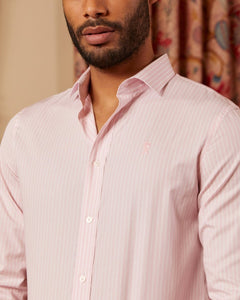 CONRAD regular shirt 100% cotton with micro stripes - Light pink - Vicomte A