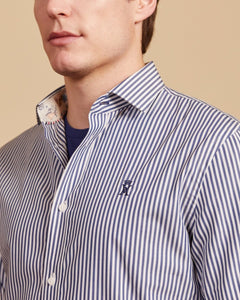 CONRAD regular 100% cotton striped shirt - Midnight blue - Vicomte A