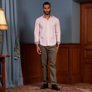 Conrad Regular 100% Cotton Striped Shirt - Light Pink - Viscount A