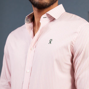 Chemise CONRAD regular 100% coton à rayures - Rose clair - Vicomte A