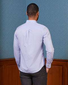CONRAD regular shirt 100% cotton with gingham - Sky blue - Vicomte A