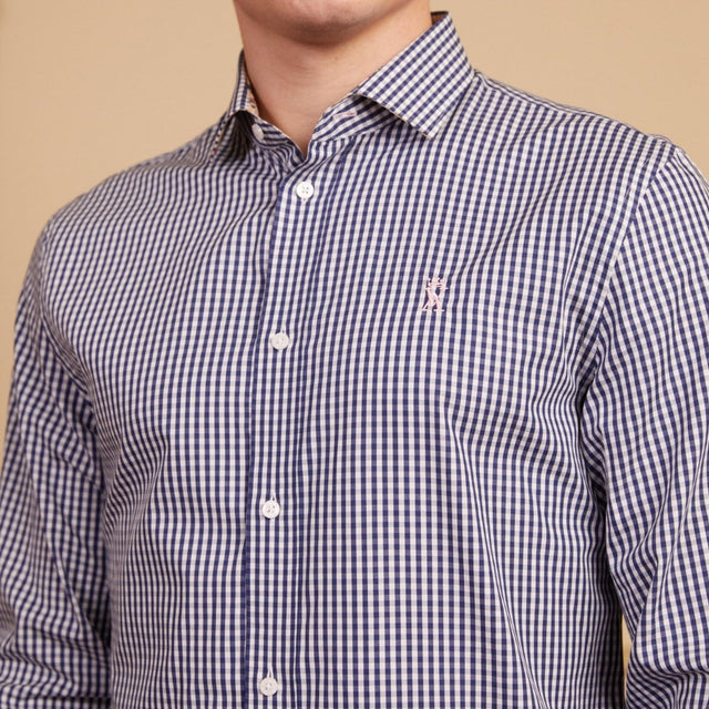 CONRAD regular shirt 100% cotton with Vichy pattern - Midnight blue - Image alternative