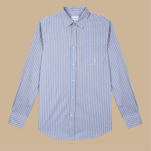 CONSTANTIN shirt 100% organic cotton with stripes - Blue - Image principale