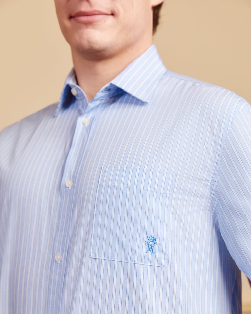 Chemise CONSTANTIN 100% coton organique à rayures - Bleu ciel - Vicomte A