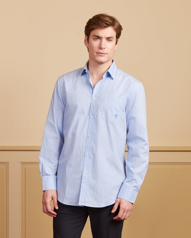 CONSTANTIN shirt 100% organic cotton with stripes - Sky blue - Image principale