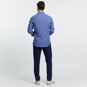 Slim CLAY1 Shirt 100% Plain Linen - Blue - Vicomte A