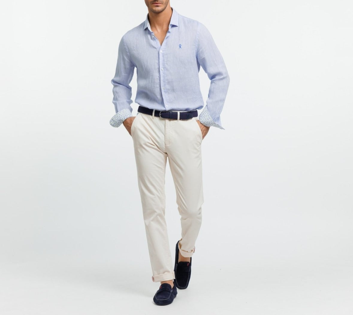 Chemise Slim CLAY1 100% Lin Uni - Bleu clair - Vicomte A