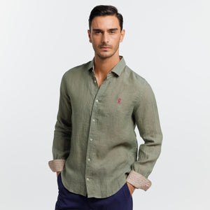 Clay1 Slim Fit Shirt 100% Pure Linen Khaki Viscount A