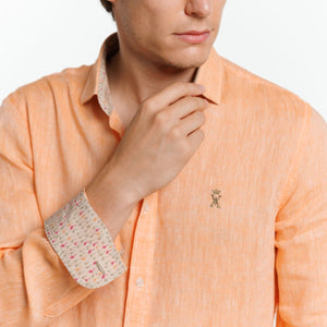 Chemise Slim CLAY1 100% Lin Uni - Orange - Vicomte A