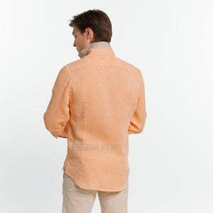 Slim CLAY1 Shirt 100% Plain Linen - Orange - Vicomte A