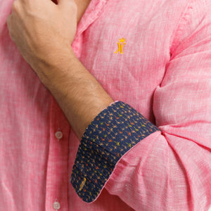 Slim CLAY1 Shirt 100% Plain Linen - Pink - Vicomte A