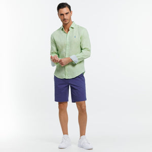 Clay1 100% Linen Slim Fit Shirt - Green - Viscount A