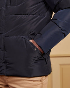 ORIS down jacket with plain kangaroo pockets - Navy blue - Vicomte A