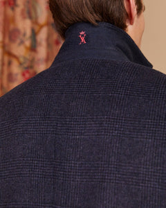 Manteau GASTON en laine avec parmenture amovible et légères rayures - Bleu foncé - Vicomte A