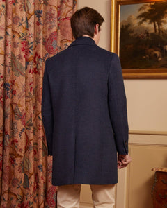 GASTON wool coat with removable facing and light stripes - Dark blue - Vicomte A