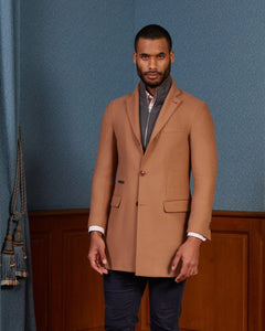 GASTON wool coat with removable plain facing - Camel - Vicomte A